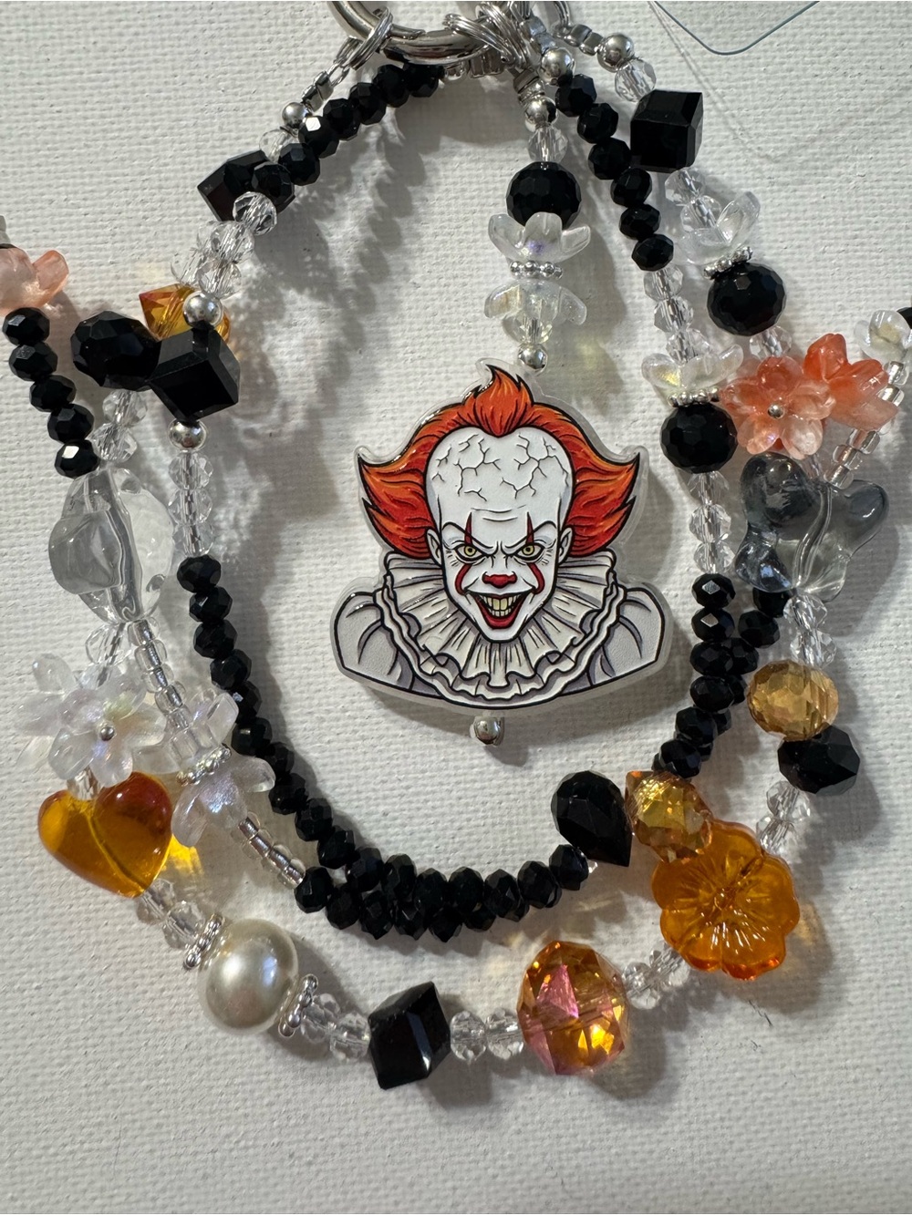 Handmade Pennywise Pendant Ohone Charm Multicolor Beaded.